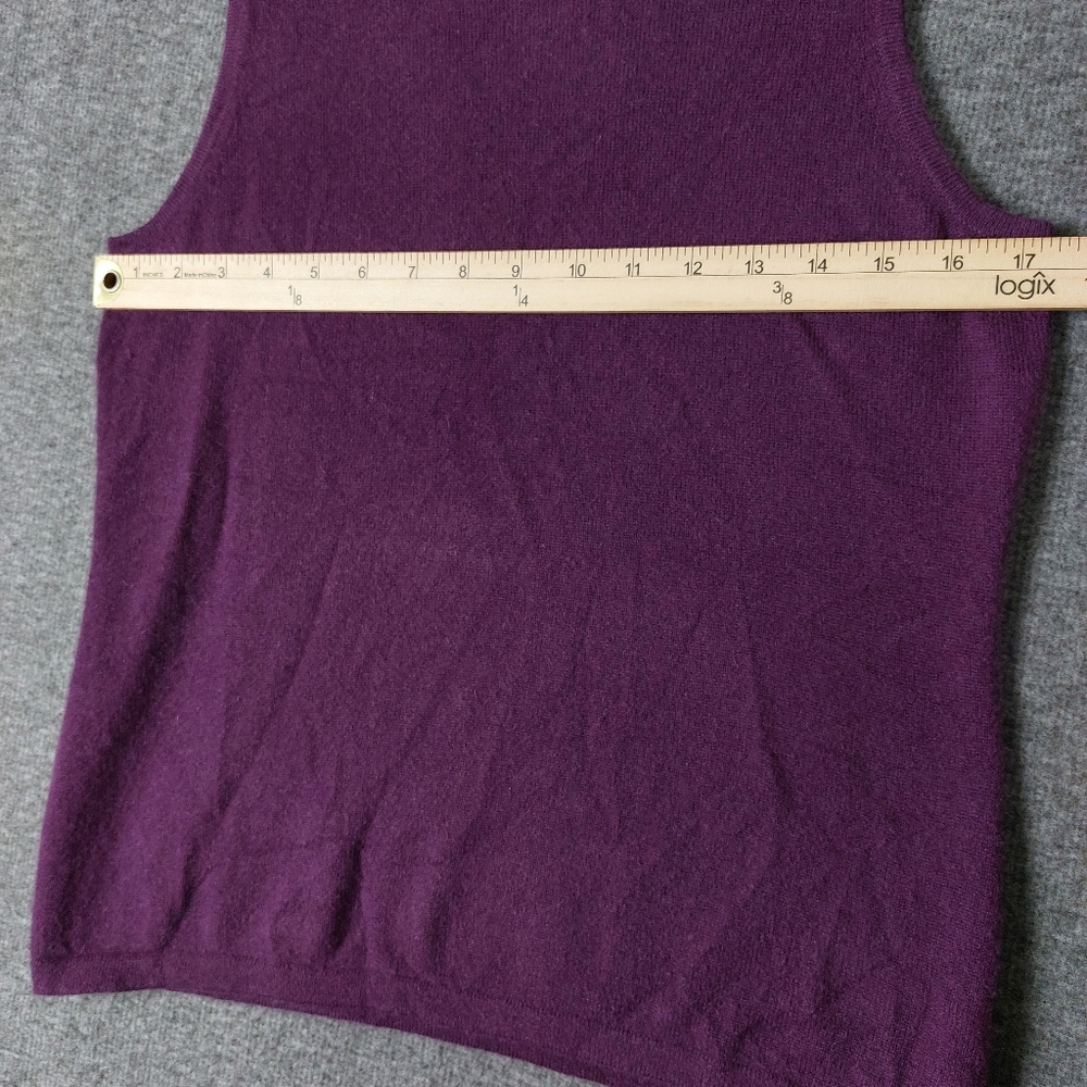 LORD & TAYLOR WOMENS PURPLE 100% CASHMERE SLEEVELESS SWEATER VEST SIZE MEDIUM - Picture 2 of 5